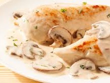 Poulet à la crème et aux champignons